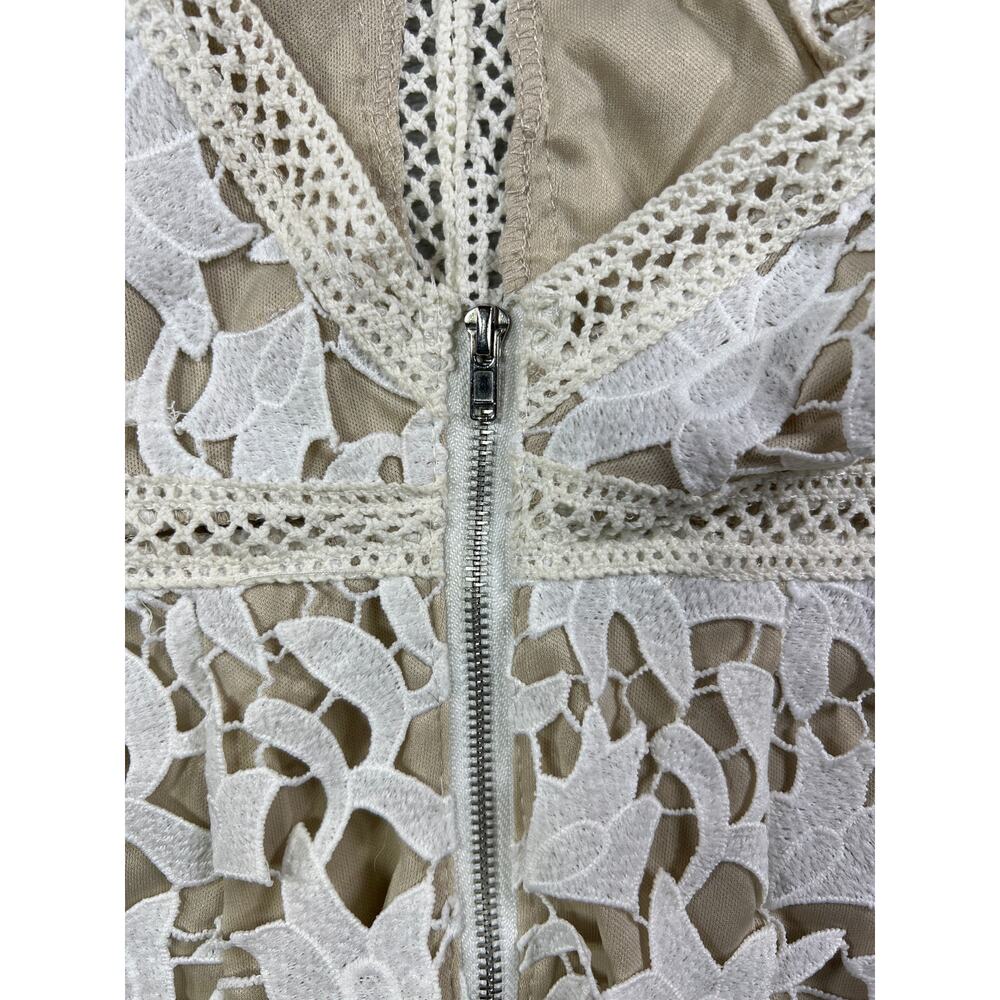 Lace Mini Dress Small White Coastal Cowgirl Boho V Neck Sleeveless Summer Chic - Picture 8 of 9